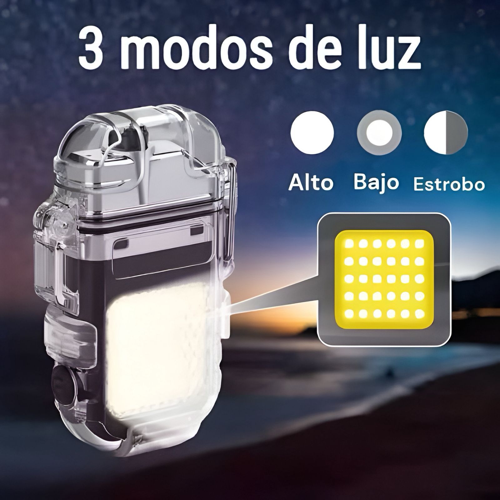 LINTERNA CON ENCENDEDOR ELECTRICO RECARGABLE